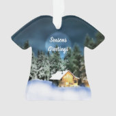 ログ素朴キャビン満月 オーナメント (正面)