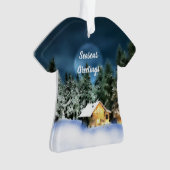 ログ素朴キャビン満月 オーナメント (正面)