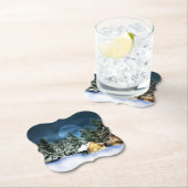 ログ素朴キャビン満月 ペーパーコースター (インサイチュ)