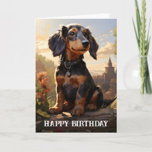 ログ誕生日のDachshund カード