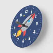 ロケカラフルット船、宇宙、ルー子供へム ラウンド壁時計 (傾斜)