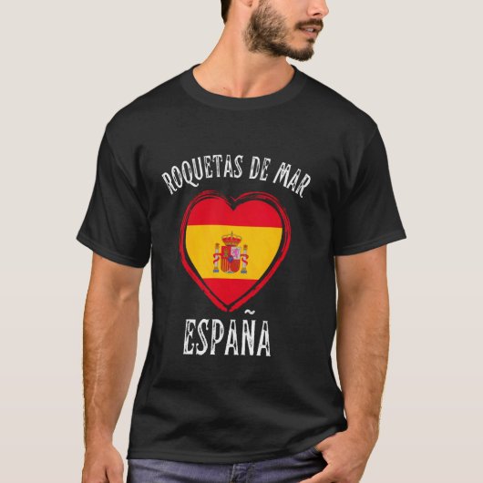 ロケタス・デ・マール市 愛心 スペイン フラグ Tシャツ (正面)