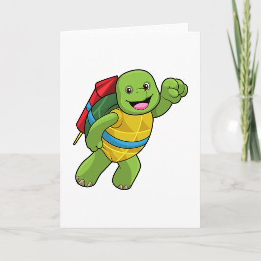 ロケットで飛ぶカメ カード (正面)