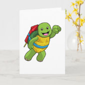 ロケットで飛ぶカメ カード (黄色い花)