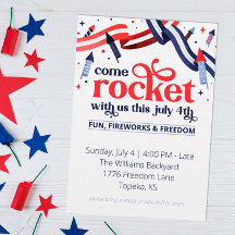 ロケットと一緒に楽しむ7月4日パーティーの招待状