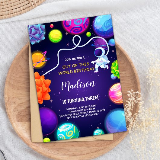 ロケットと惑星キッズパーティーテーマ 招待状