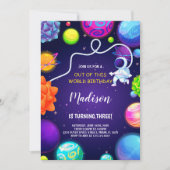 ロケットと惑星キッズパーティーテーマ 招待状 (正面)