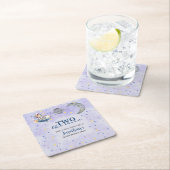 ロケットと月のお誕生日パーティー 2歳の誕生日 スクエアペーパーコースター (インサイチュ)