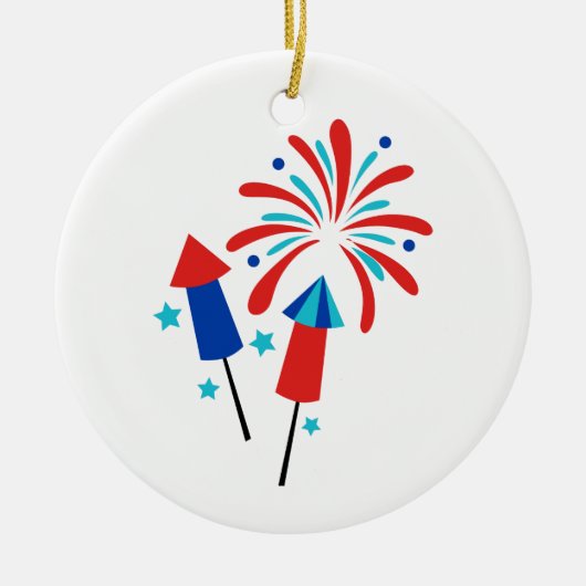 ロケットと花火 セラミックオーナメント (正面)