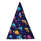 ロケットと車の子供用スペースジャーニー パーティーハット (右)