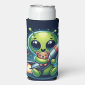 ロケットに乗ったエイリアン スリム缶クーラー (Seltzer正面)