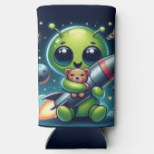 ロケットに乗ったエイリアン スリム缶クーラー (裏面)