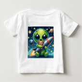 ロケットに乗ったエイリアン ベビーTシャツ (裏面)