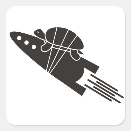 ロケットに乗ったカメ🐢 🚀 スクエアシール (正面)
