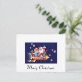 ロケットに乗ったクリスマスサンタ シーズンポストカード (スタンド正面)