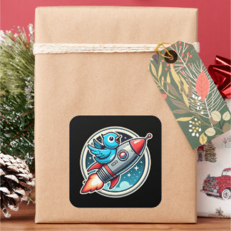 ロケットに乗ったブルーバード スクエアシール