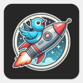 ロケットに乗ったブルーバード スクエアシール (正面)