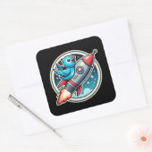 ロケットに乗ったブルーバード スクエアシール (封筒)