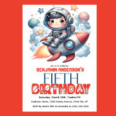 ロケットに乗った宇宙飛行士の少年 5歳の誕生日 招待状