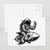 ロケットに乗った宇宙飛行士 シーズンポストカード (正面/裏面)