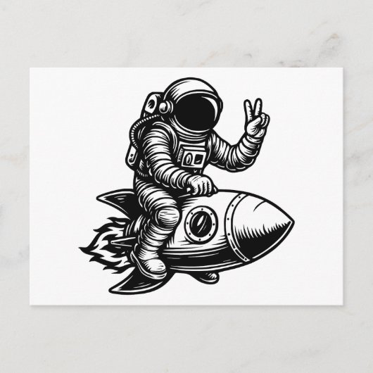ロケットに乗った宇宙飛行士 シーズンポストカード (正面)