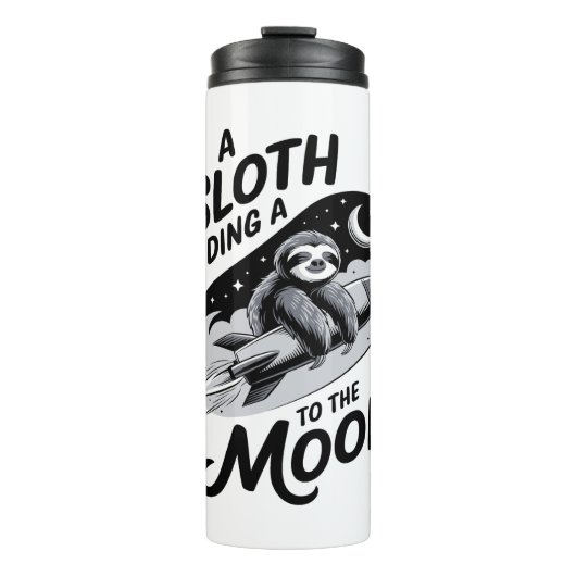 ロケットに乗って月に向かうナマケモノ タンブラー (正面)