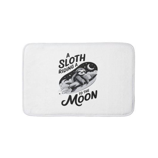 ロケットに乗って月に向かうナマケモノ バスマット (正面)