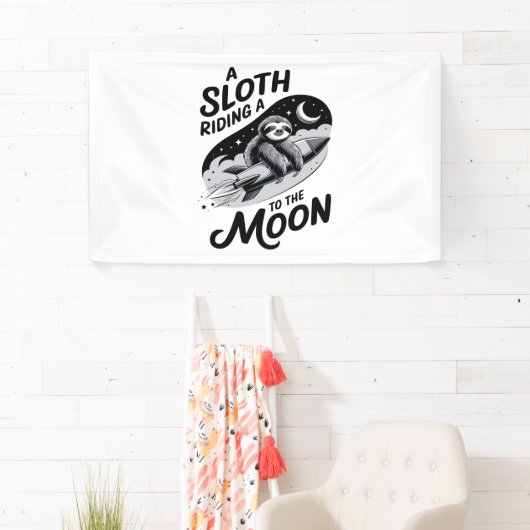 ロケットに乗って月に向かうナマケモノ 横断幕 (インサイチュ)