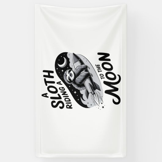 ロケットに乗って月に向かうナマケモノ 横断幕 (縦)