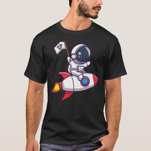 ロケットに乗る宇宙飛行士 Tシャツ (正面)
