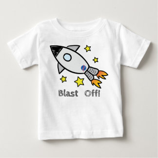ロケットのかわいい船は手描きを発破を掛けます ベビーTシャツ