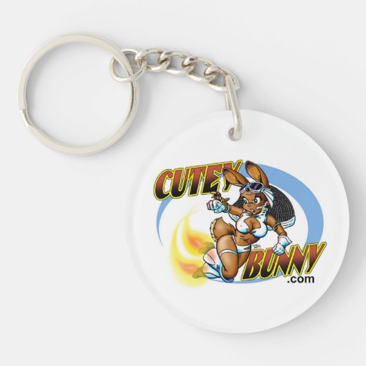 ロケットのクラシックなバニー! キーホルダー (正面)