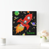 ロケットのパーソナライズな柱時計 スクエア壁時計 (ホーム)