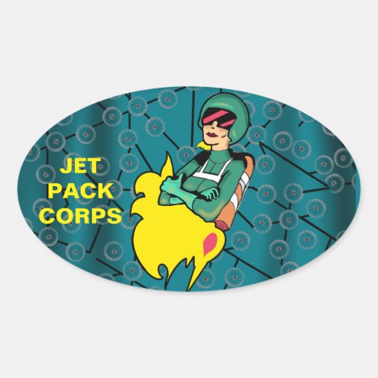 ロケットの女性 楕円形シール (正面)