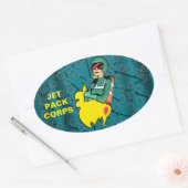 ロケットの女性 楕円形シール (封筒)