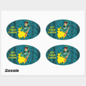 ロケットの女性 楕円形シール (シート)