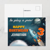 ロケットの宇宙冒険誕生日 ポストカード (正面/裏面)