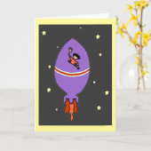 ロケットの男の子のバースデー・カード カード (黄色い花)