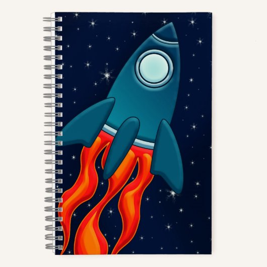 ロケットの絵はがきおまけタグ ノートブック (正面)
