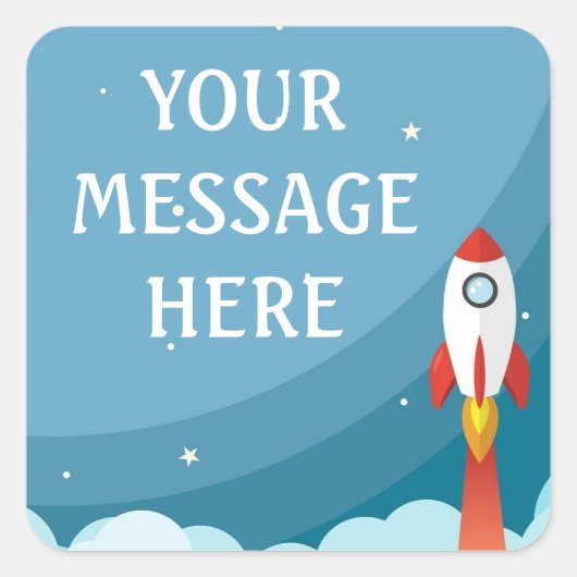 ロケットの背景 - 自分でカスタマイズ スクエアシール (正面)