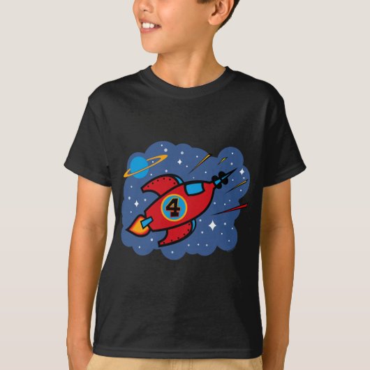 ロケットの船の第4誕生日 Tシャツ (正面)