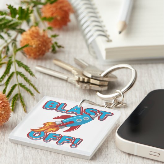 ロケットの船を発破を掛けて下さい キーホルダー (正面右)