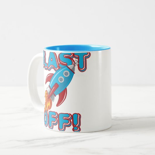 ロケットの船を発破を掛けて下さい ツートーンマグカップ (正面左)