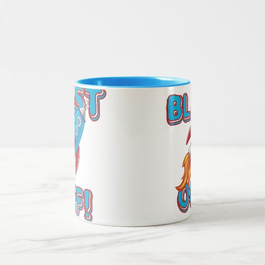 ロケットの船を発破を掛けて下さい ツートーンマグカップ (中央)