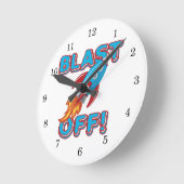 ロケットの船を発破を掛けて下さい ラウンド壁時計 (傾斜)