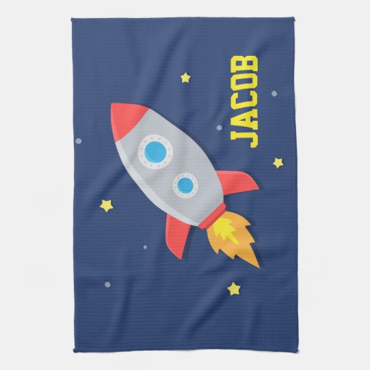 ロケットの船、男の子のための宇宙、 キッチンタオル (縦)