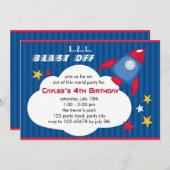 ロケットの誕生日招待状 - 宇宙の招待 招待状 (正面/裏面)