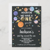 ロケットはっきりした&プラネット銀河系テーマ子供へ 招待状 (正面)