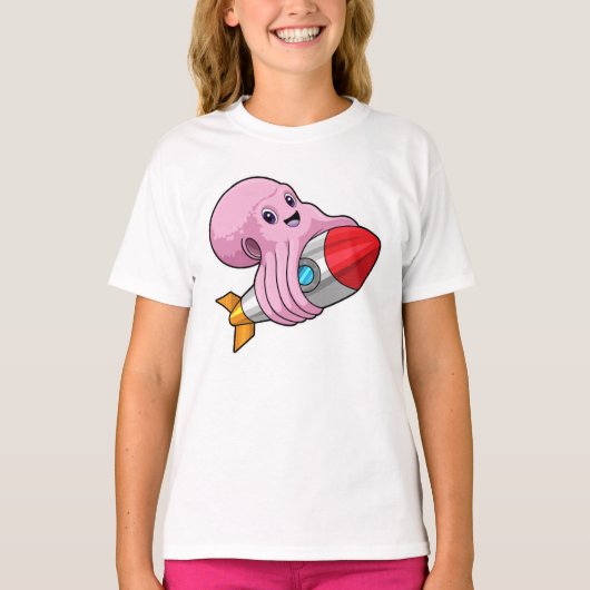 ロケットを持つタコ Tシャツ (正面)