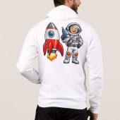 ロケットを持つ宇宙飛行士のカートゥーン宇宙アート パーカ (裏面)
